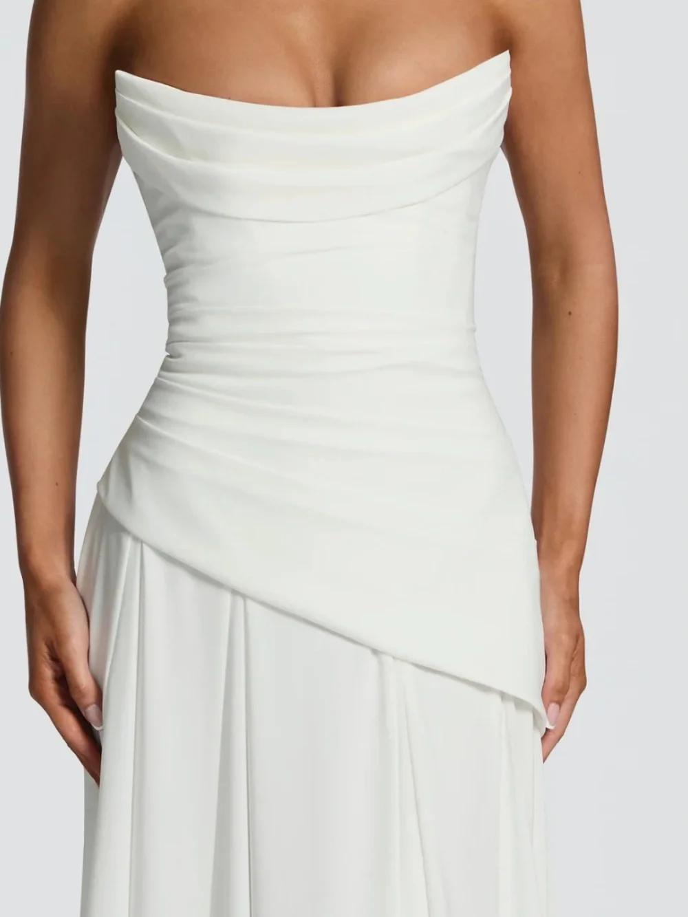 Strapless White Evening Gown